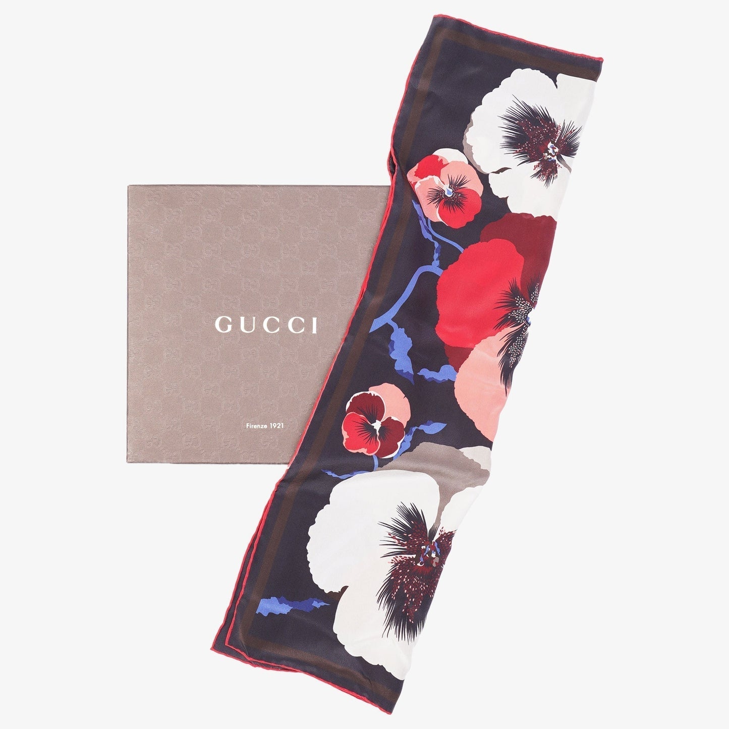 Gucci Womens Floral Scarf Black