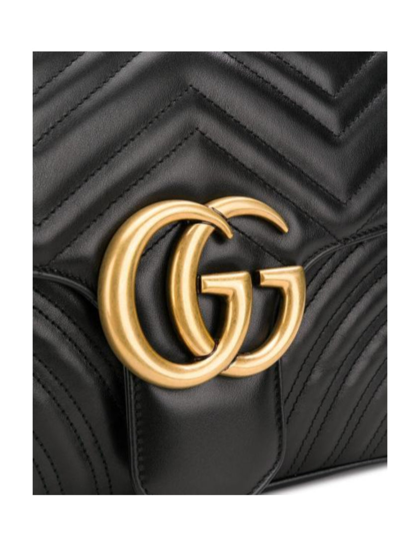 Gucci Black GG Marmont Series Medium Quilted Shoulder Bag