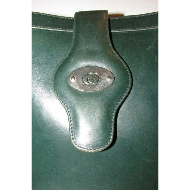 Gucci Forest Green Leather Britt Blondie Shoulder Bag Bucket Style