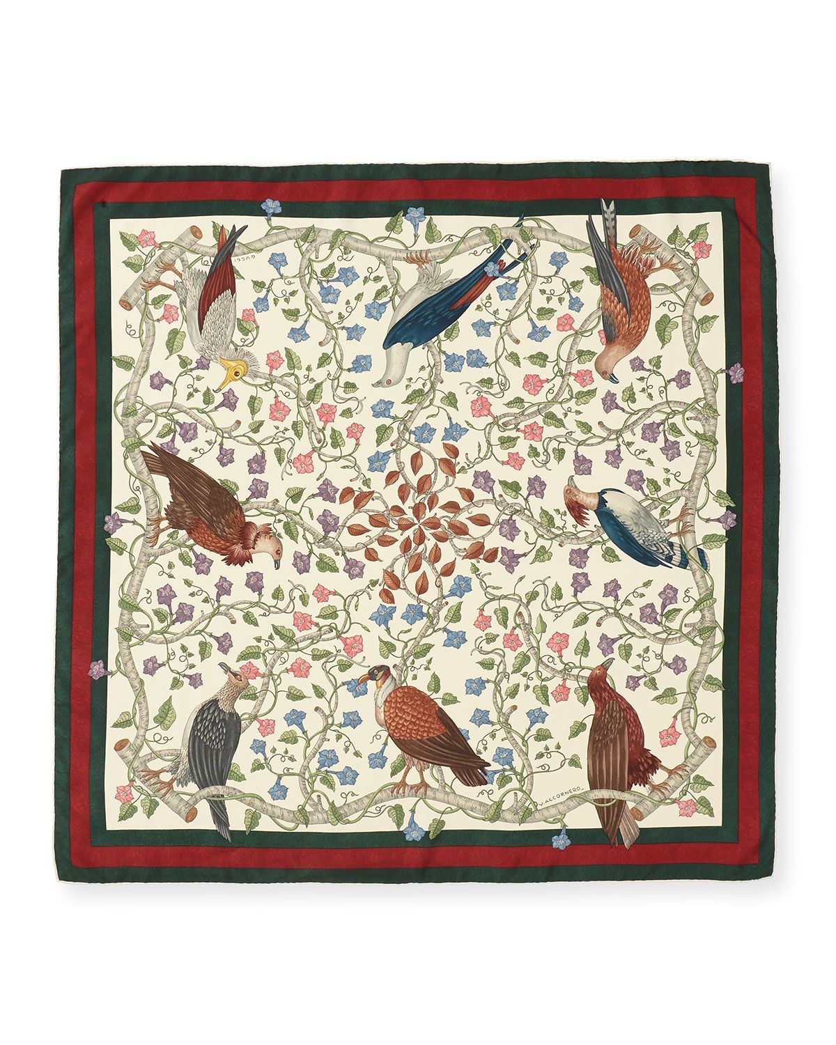Gucci Floral Condo Crespo Pocket Square in White