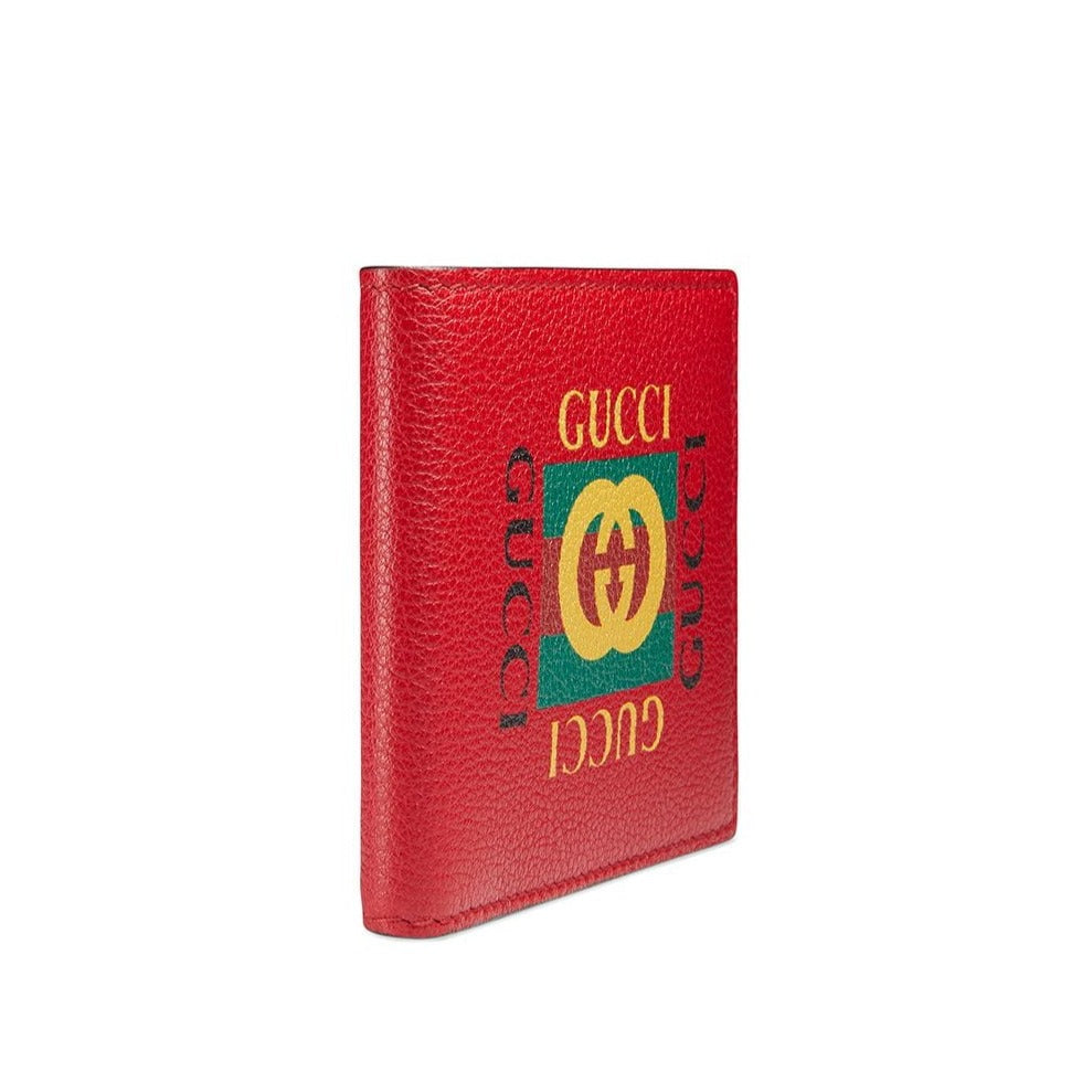 Gucci Print Leather Mini Bi-fold Wallet in Red