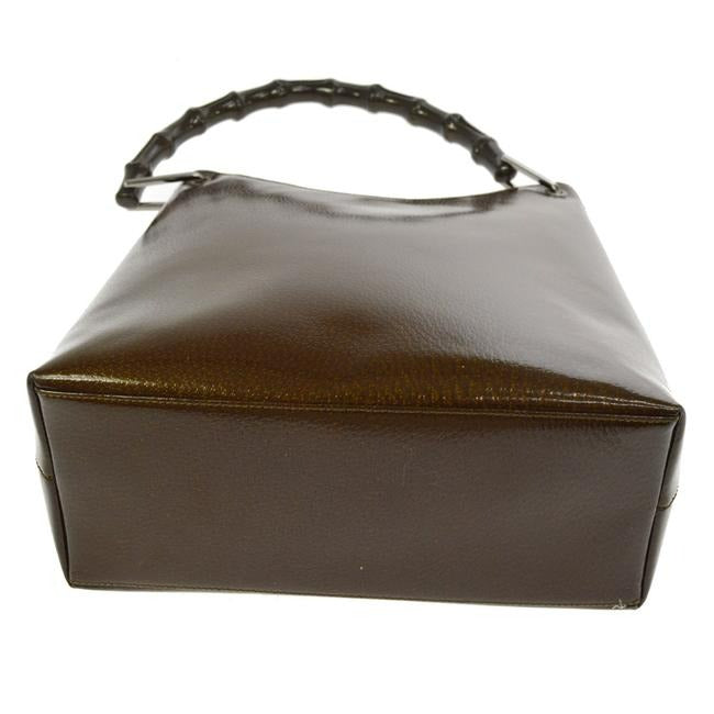 Gucci Vintage Brown Speckled And Glossy Leather With Bamboo Handle Hobo Bag