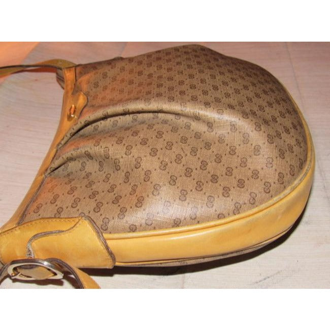 Gucci Sukey Vintage Brown Small G Logo Print Coated Canvas And Camel Leather