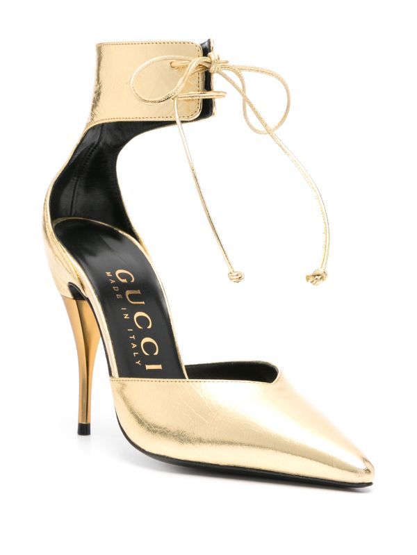 Gucci Priscilla 105mm Metallic Pumps | Gold