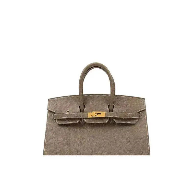 HERMES Birkin Bag Etoupe Elephant Gray epson Leather Handbag (25,28)  gold hardware