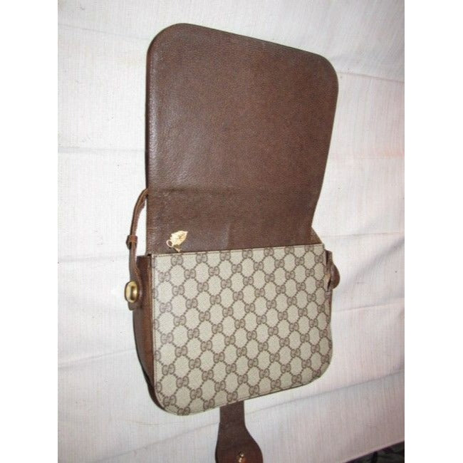 Gucci Vintage Pursesdesigner Purses Brown Large G Logo Print Coated Canvas And Leather Leathercanvas