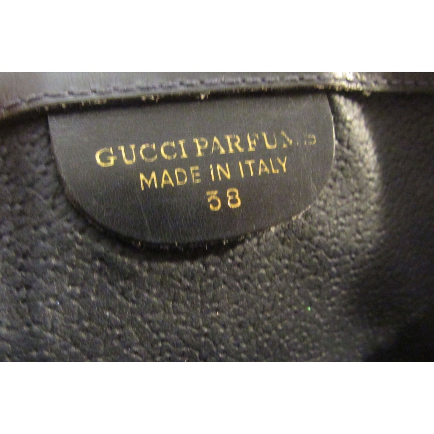 Gucci, navy Guccissima print coated canvas & leather, clutch or cosmetic bag with a red & blue Sherry striped center and envelope top