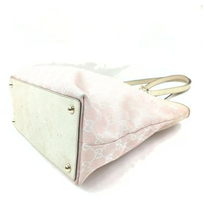 Gucci Pink Guccissima Print Canvas And White Leather Eclipse Bucket Bag