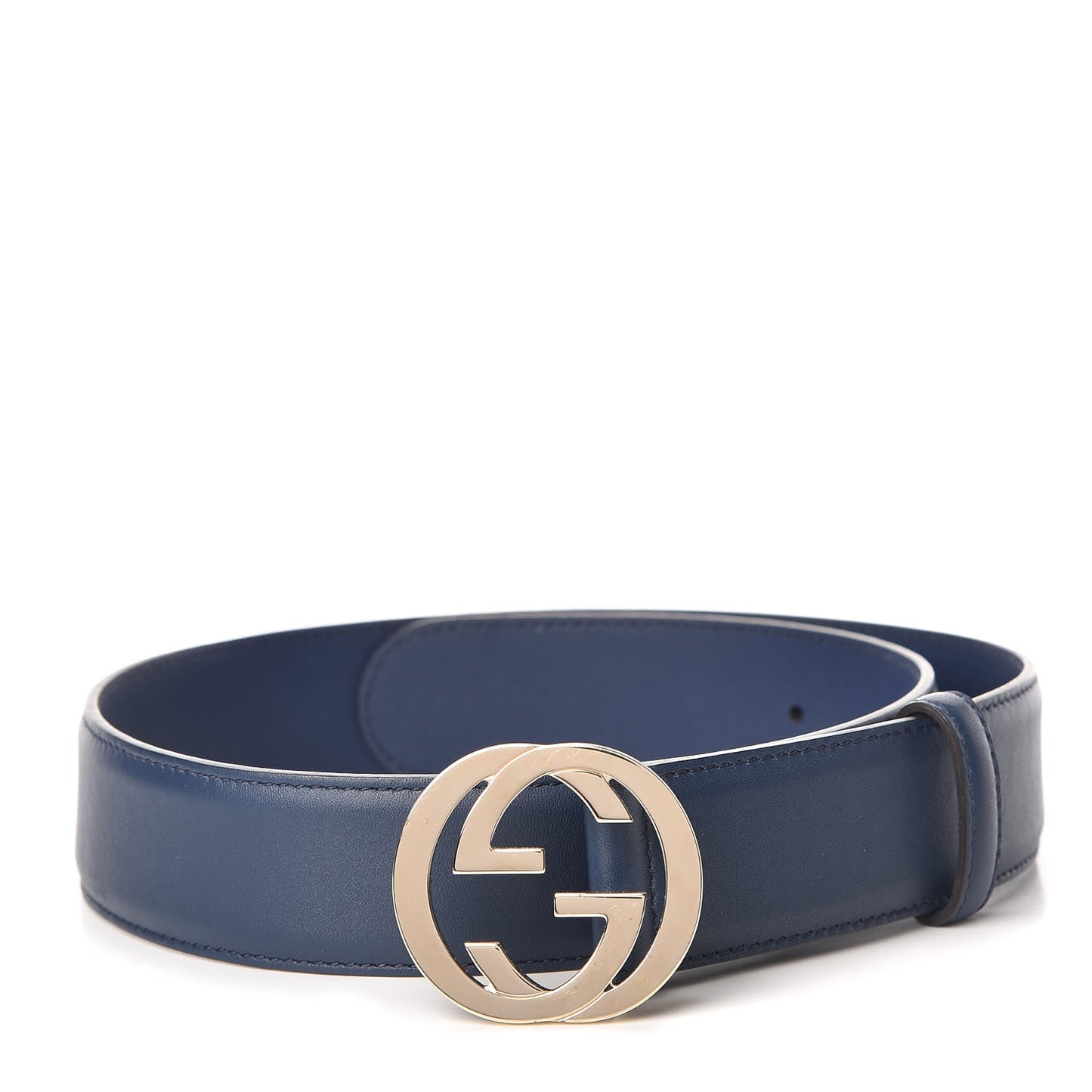 Gucci Interlocking GG Calfskin Belt in Cobalt Blue