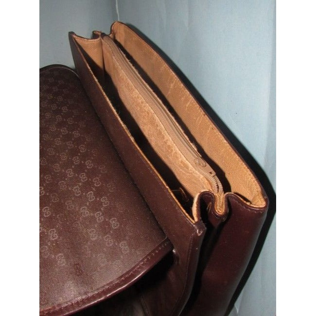 Gucci Vintage Pursesdesigner Purses Brown Small G Logo Print Coated Canvas And Brown Leather Leather