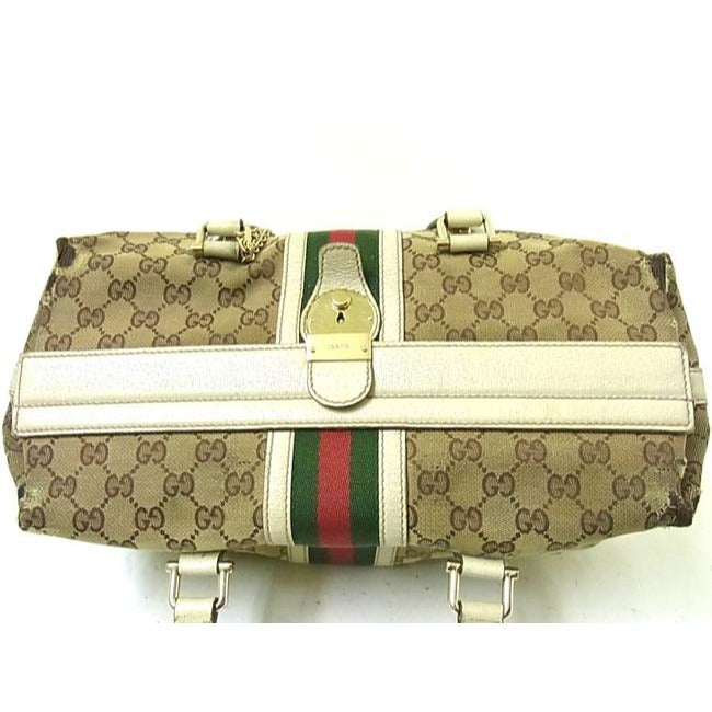Gucci Jolicoeur Vintage Pursesdesigner Purses Brown Leather And Gg Leather Satchel
