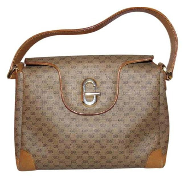 Gucci Brown Micro Guccissima Print Jackie satchel w a 'G' Twist Clasp