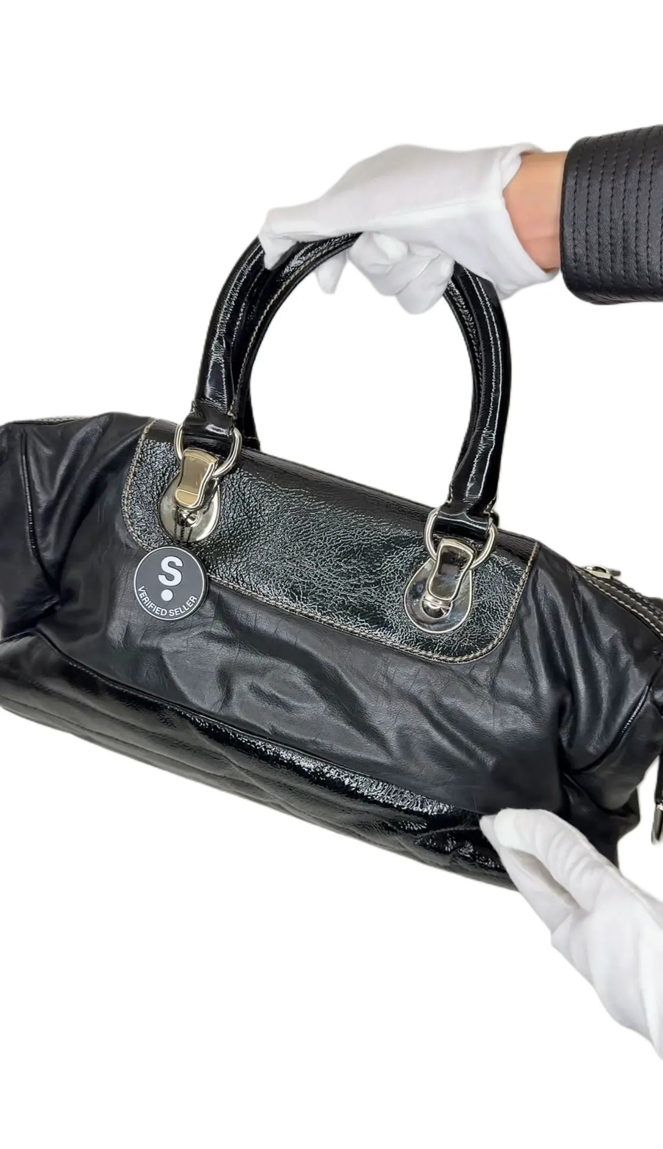 Gucci Medium Snow Glam Boston Bag - Black Handle EL-01
