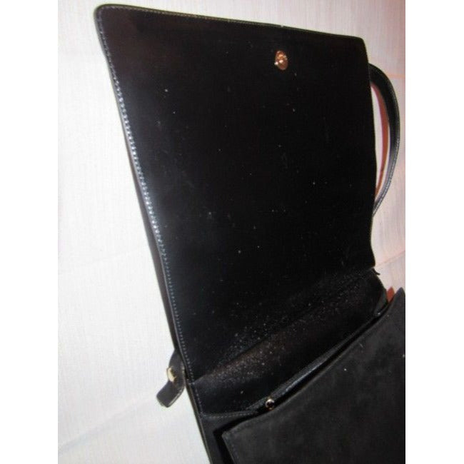 Gucci Suedeleather Top Handle Black Suedegold Patent Leather Shoulder Bag