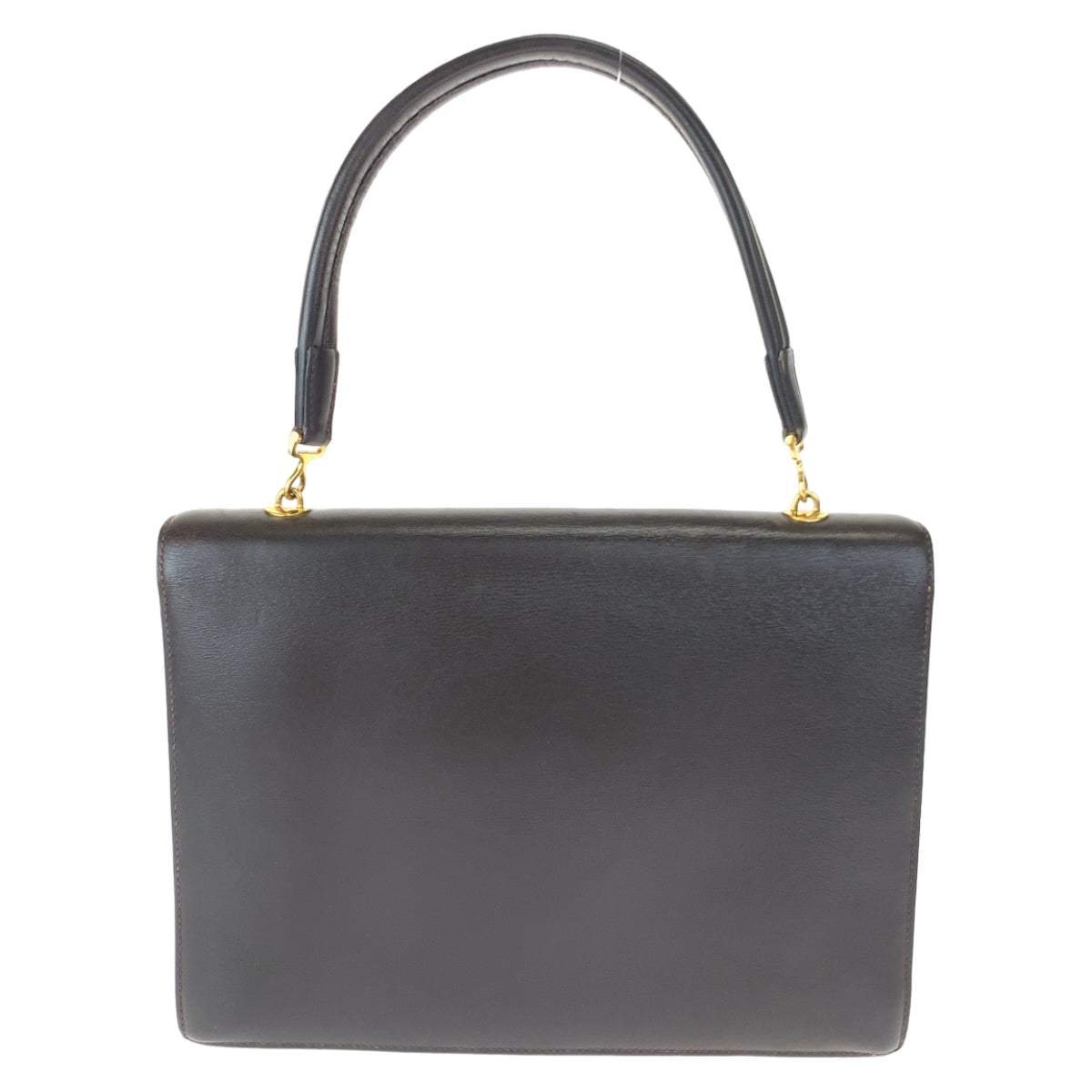 HERMES Handbag leather Dark Brown Gold Metal Handbag Paronniere Women Used