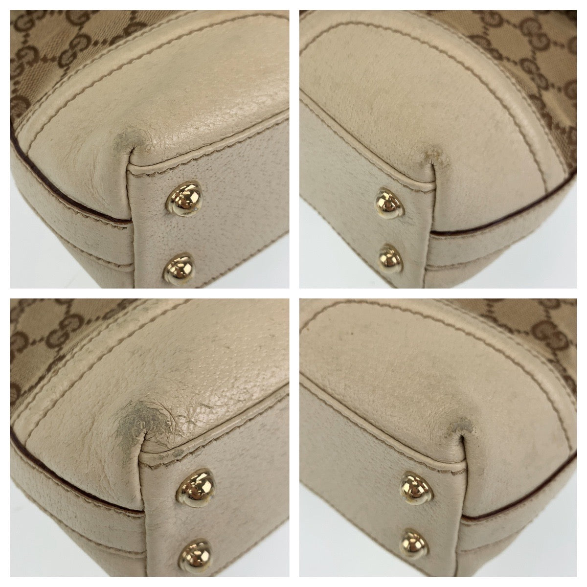 GUCCI Shoulder Bag GG canvas Beige Gold Metal Crossbody Shoulder Bag Pochette Sherry line Women Used