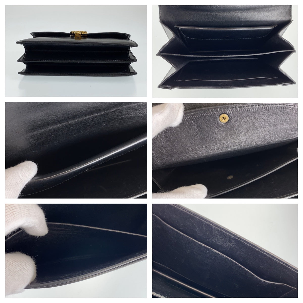GUCCI Handbag leather Black GoldMetal Handbag Shoulder Bag Old Gucci accordion Women Used