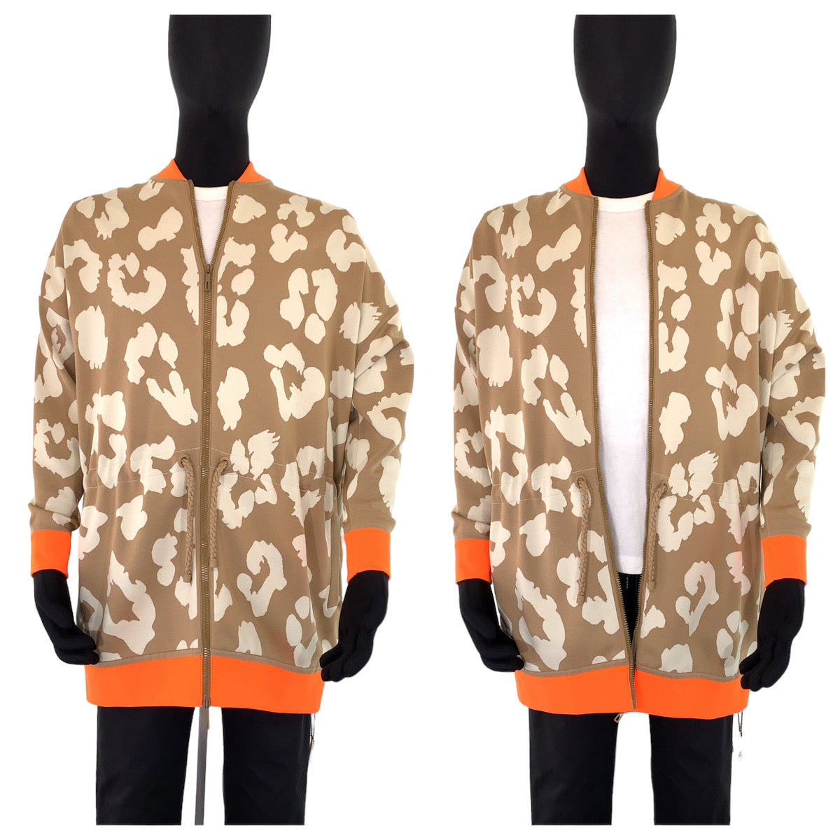 HERMES sweat 2H2816DR Silk, Polyester Brown orange Jackets Cardigans Jerseys twill laine Women 34 Used