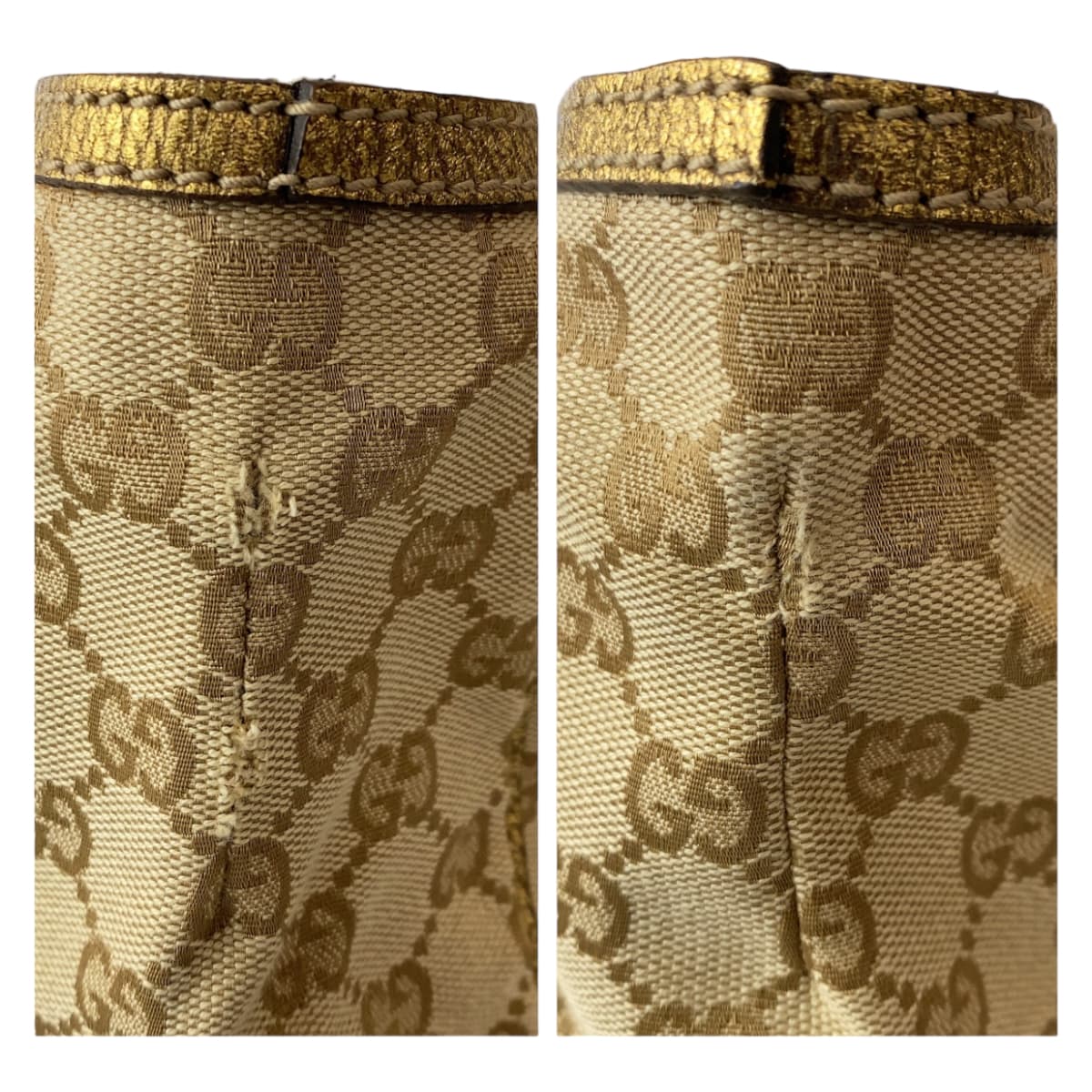 GUCCI Tote Bag 177052 GG canvas, leather gold Tote Bag Shoulder Bag Handbag Pretty Women Used