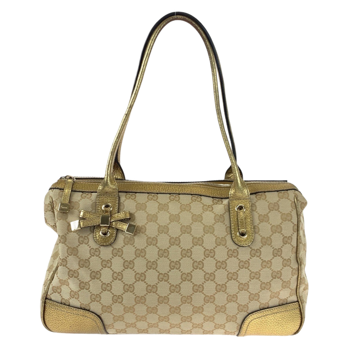 GUCCI Tote Bag 177052 GG canvas, leather gold Tote Bag Shoulder Bag Handbag Pretty Women Used