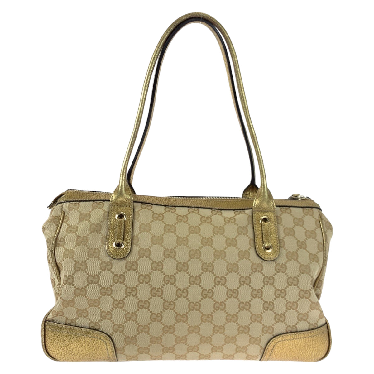 GUCCI Tote Bag 177052 GG canvas, leather gold Tote Bag Shoulder Bag Handbag Pretty Women Used
