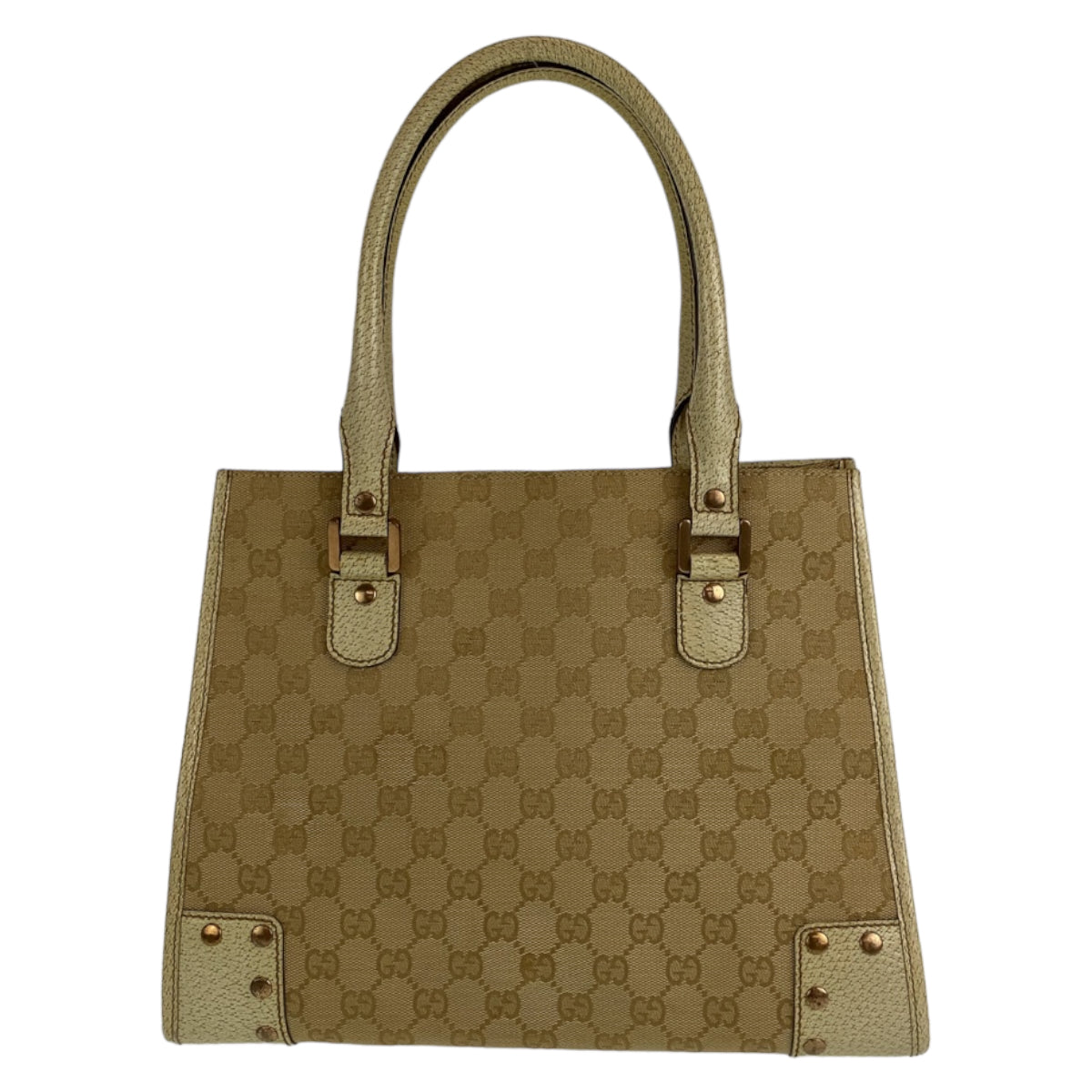 GUCCI Tote Bag 214397 Canvas, Leather Beige Ivory Gold Metal Tote Bag Shoulder Bag GG canvas Women Used