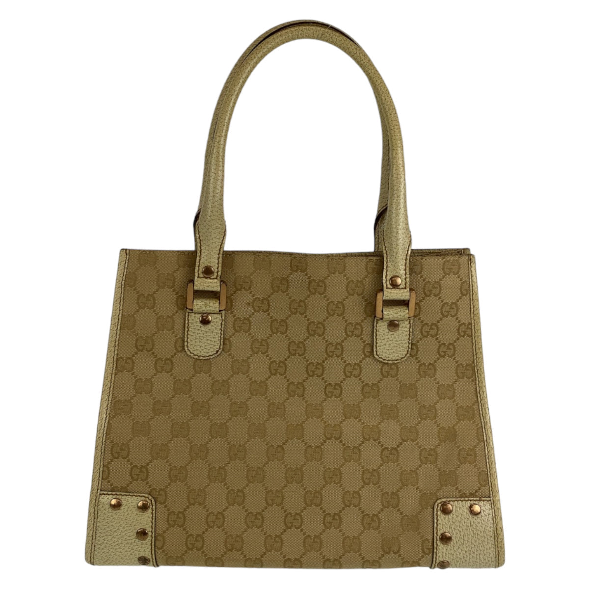 GUCCI Tote Bag 214397 Canvas, Leather Beige Ivory Gold Metal Tote Bag Shoulder Bag GG canvas Women Used