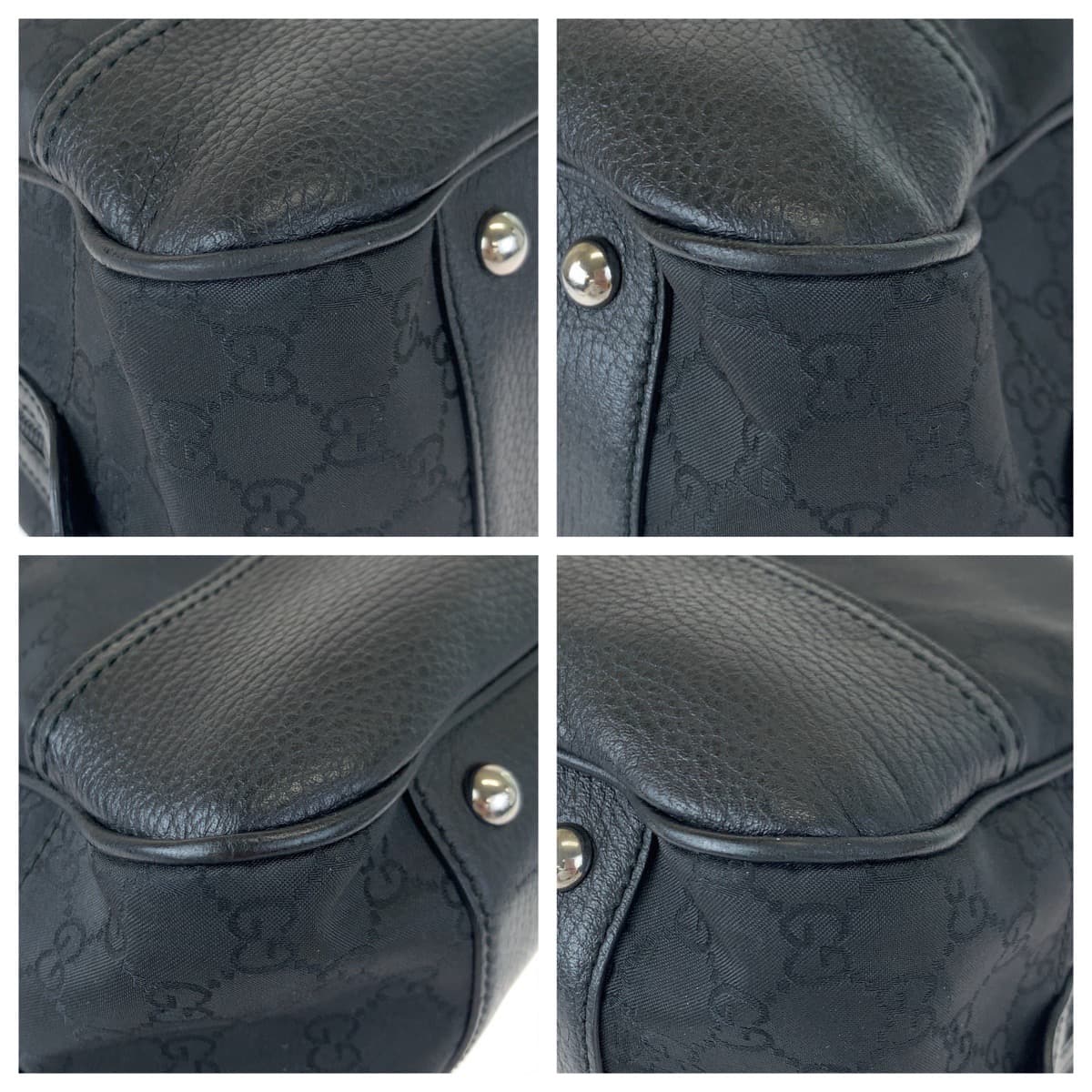GUCCI Shoulder Bag 293595 Nylon Black black Shoulder Bag Tote Bag Boston Duffel bag Unisex Sherry line GG canvas Women Used