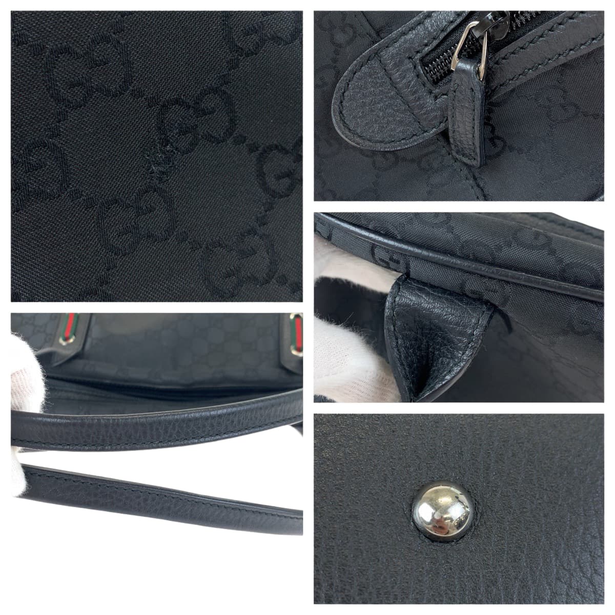 GUCCI Shoulder Bag 293595 Nylon Black black Shoulder Bag Tote Bag Boston Duffel bag Unisex Sherry line GG canvas Women Used