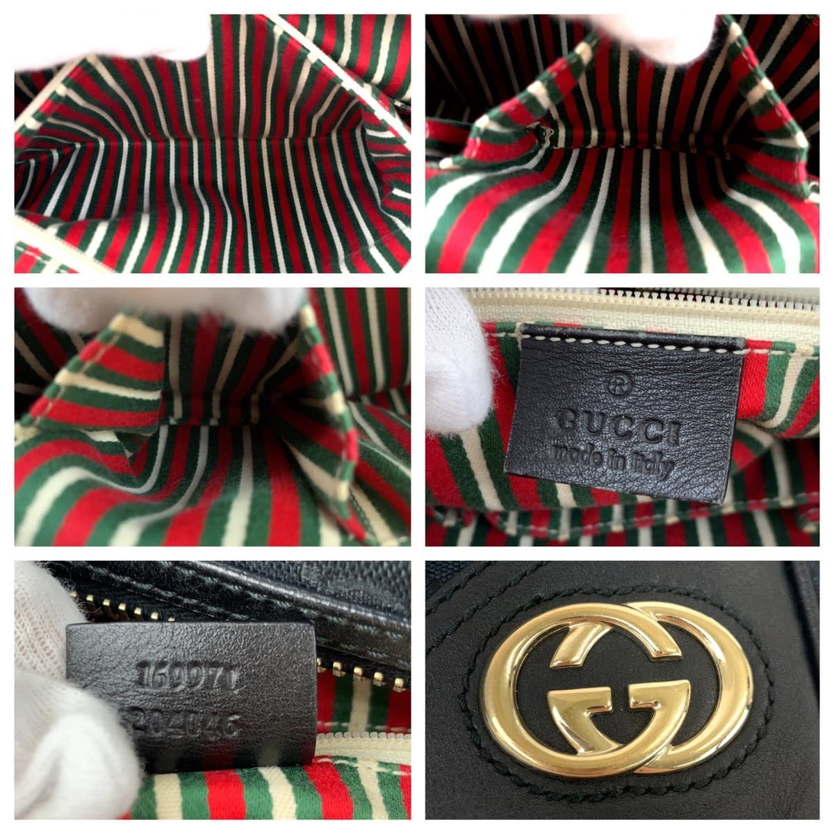 GUCCI Tote Bag 169971 GG canvas, leather Black GoldMetal Tote Bag handbag Newbrit Interlocking Medium Shelly Women Used