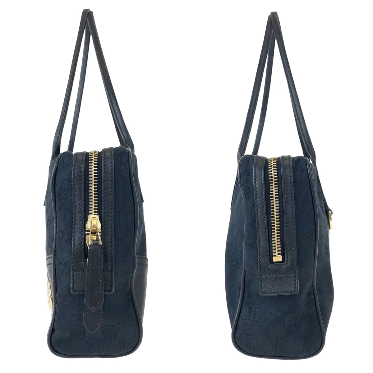 GUCCI Tote Bag 169971 GG canvas, leather Black GoldMetal Tote Bag handbag Newbrit Interlocking Medium Shelly Women Used