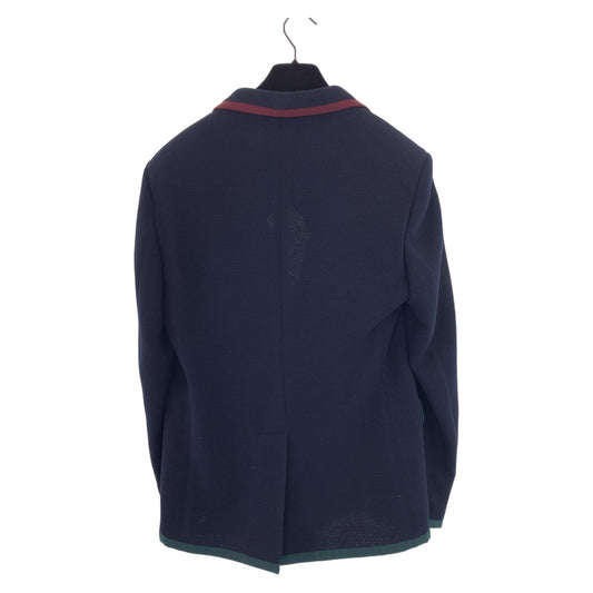 GUCCI tailored jacket 502525 wool Navy green red tailored jacket logo emblem button mens 48 Used