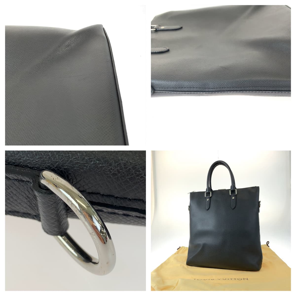 LOUIS VUITTON Business bag M33433 Taiga Noir black black Tote Bag Business bag Taiga Anton Tote mens Used