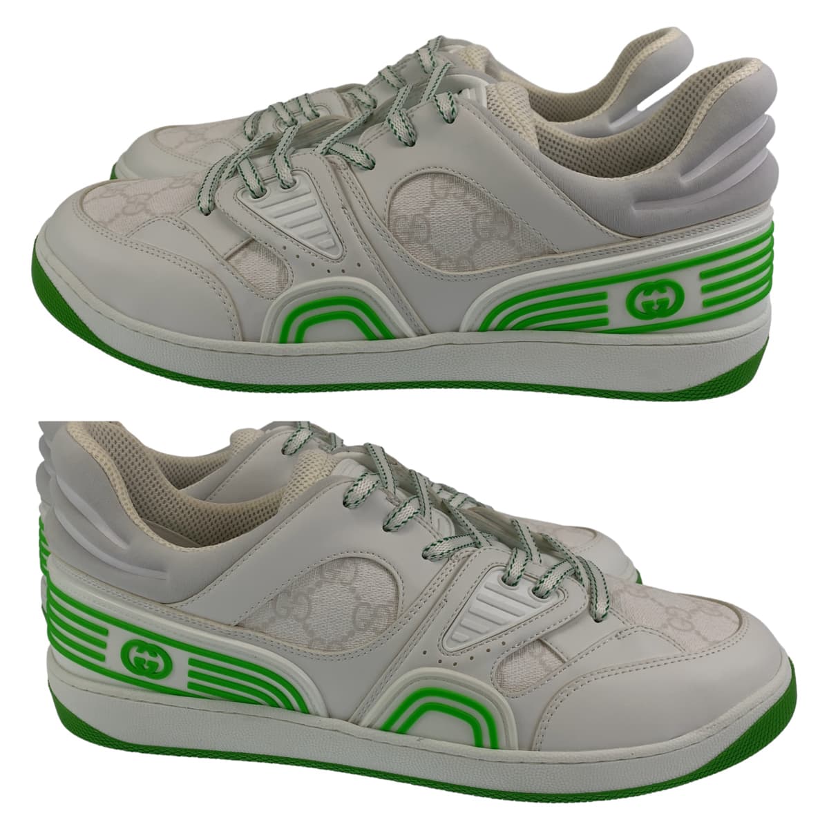 GUCCI sneakers 700290 leather White green Sneakers basketball shoes Basket GG pattern mens 11 Used