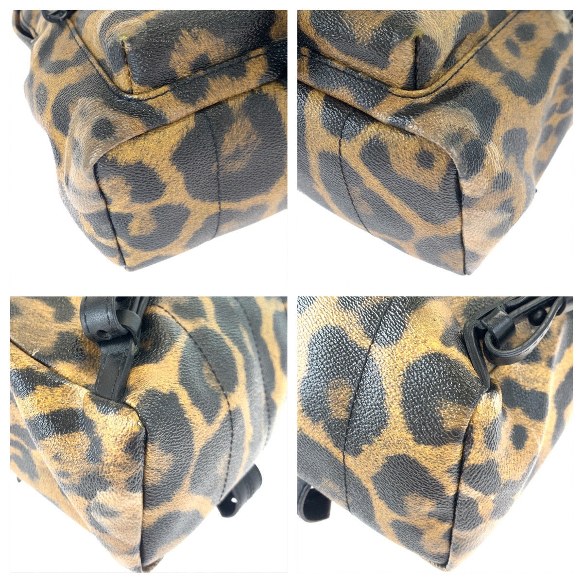 LOUIS VUITTON Backpack M52020 PVC Brown black Backpack Backpack Leopard Leopard Pattern Palm Springs PM Women Used