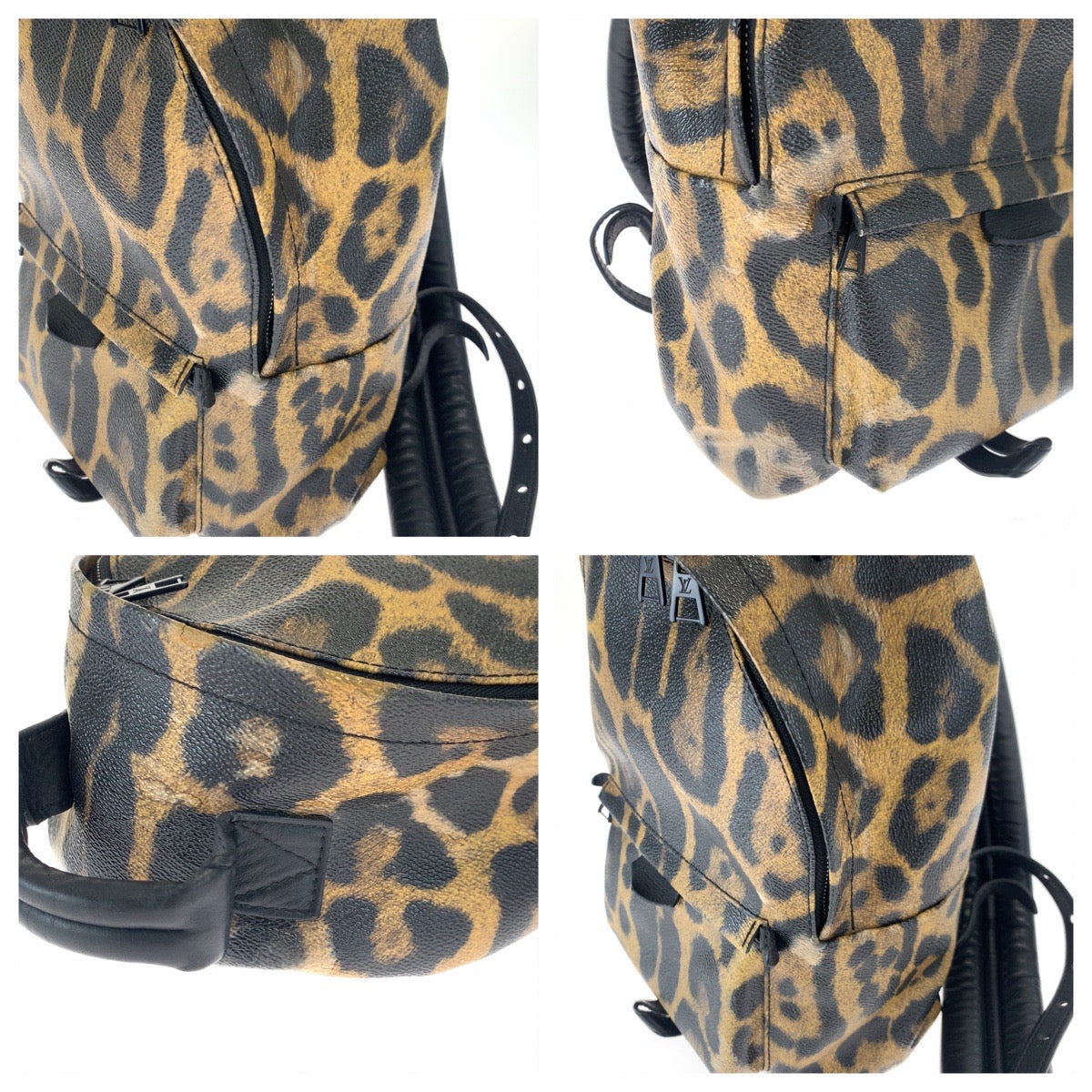 LOUIS VUITTON Backpack M52020 PVC Brown black Backpack Backpack Leopard Leopard Pattern Palm Springs PM Women Used