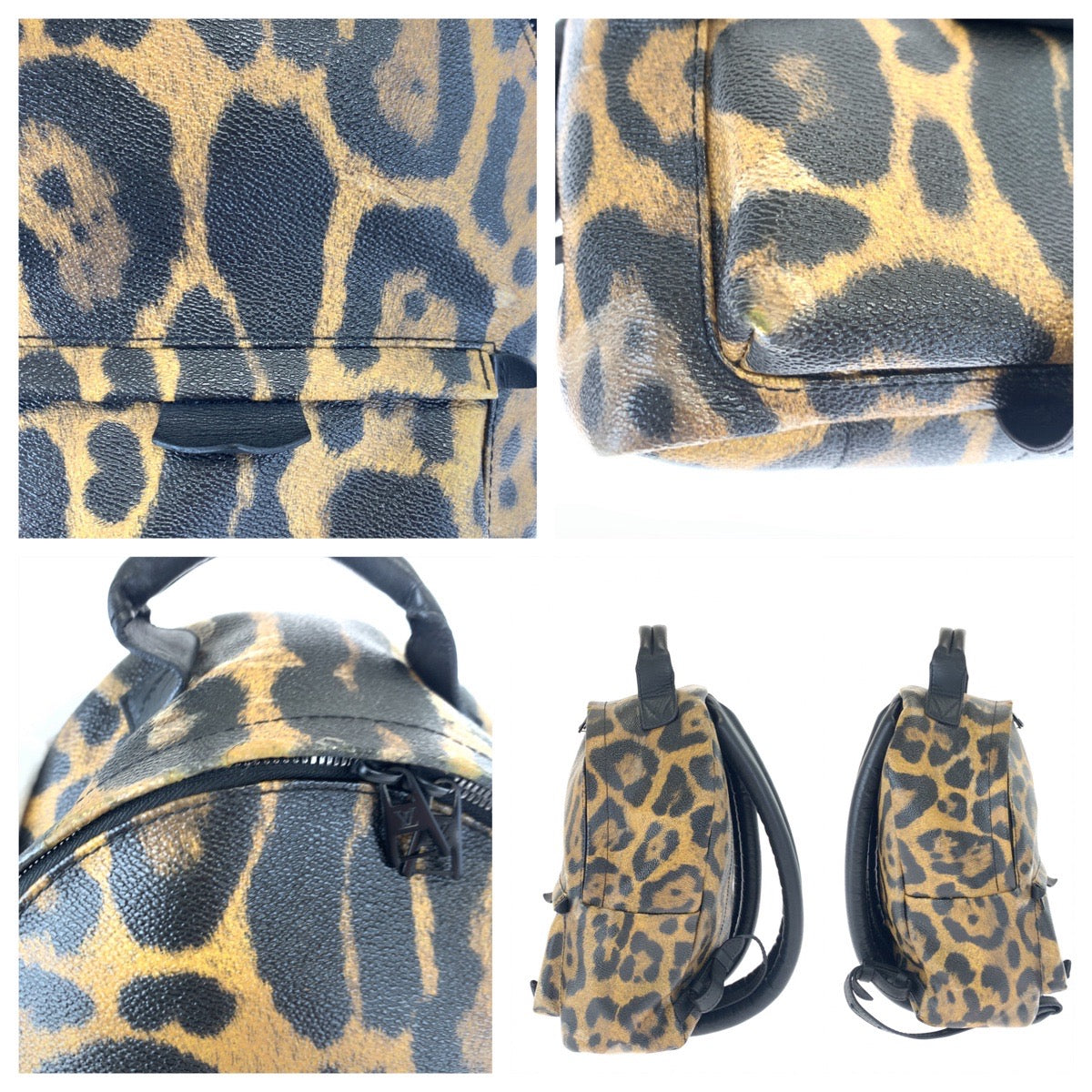 LOUIS VUITTON Backpack M52020 PVC Brown black Backpack Backpack Leopard Leopard Pattern Palm Springs PM Women Used