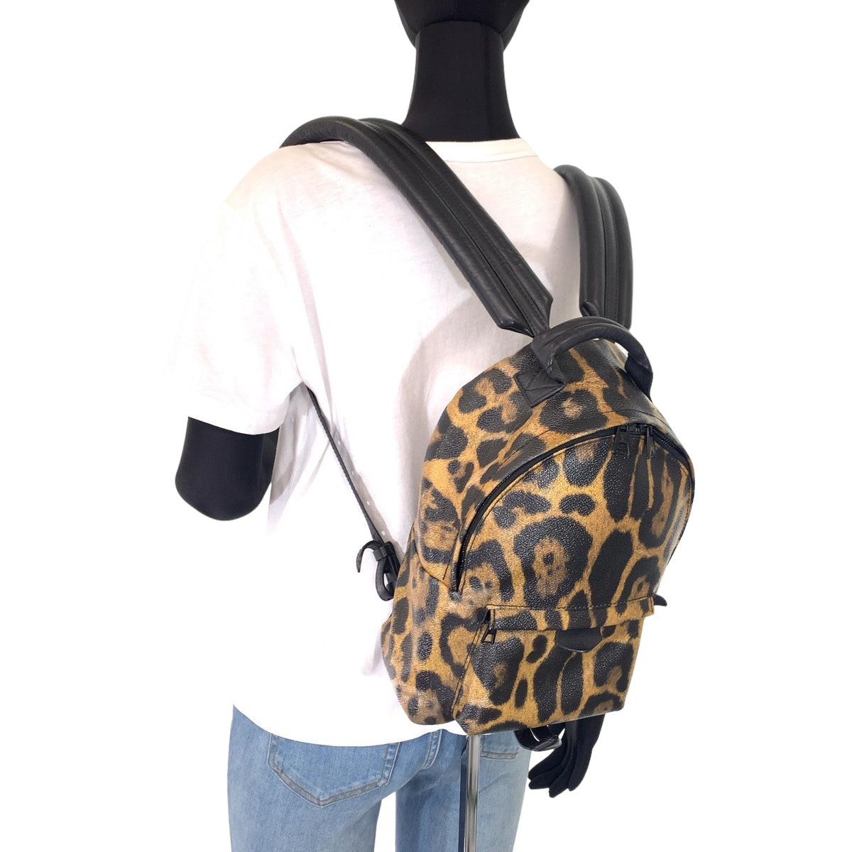 LOUIS VUITTON Backpack M52020 PVC Brown black Backpack Backpack Leopard Leopard Pattern Palm Springs PM Women Used