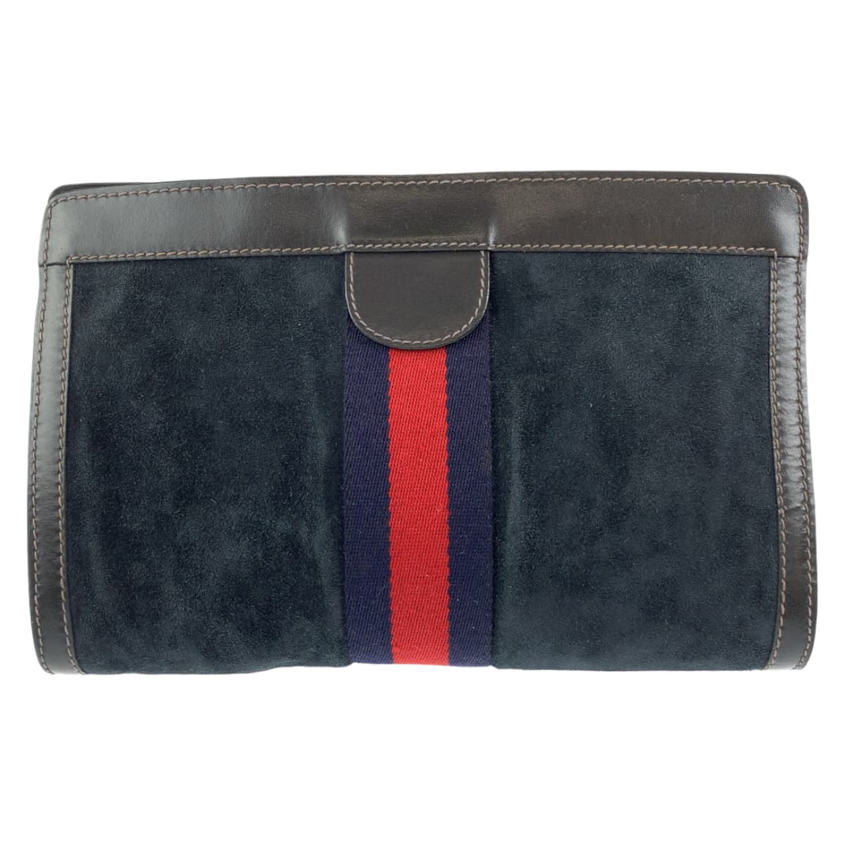 GUCCI Clutch bag Suede, Leather Navy black Clutch bag business bag Old Gucci Sherry line mens Used