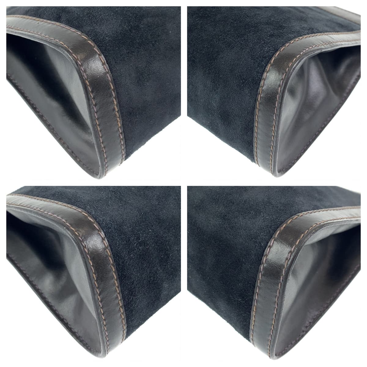 GUCCI Clutch bag Suede, Leather Navy black Clutch bag business bag Old Gucci Sherry line mens Used