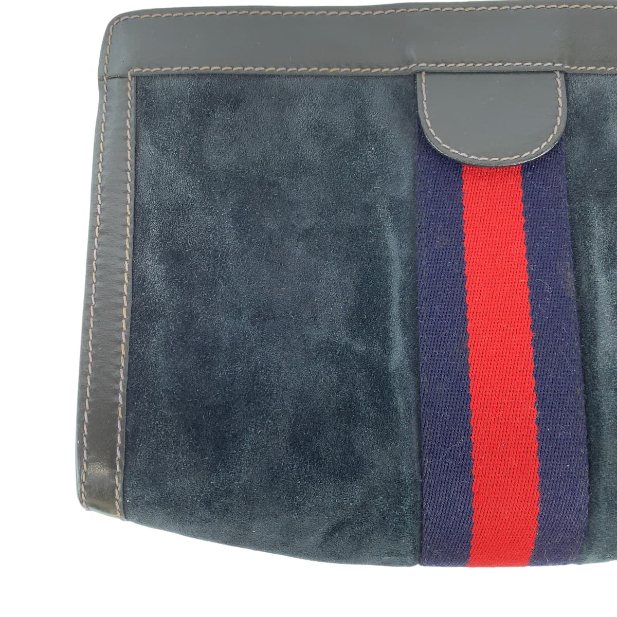GUCCI Clutch bag Suede, Leather Navy black Clutch bag business bag Old Gucci Sherry line mens Used