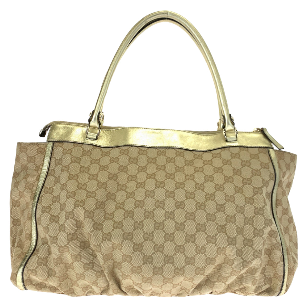 GUCCI Tote Bag 190248 GG canvas, leather Beige Gold GoldMetal Tote Bag Shoulder Bag Handbag Abbey Women Used