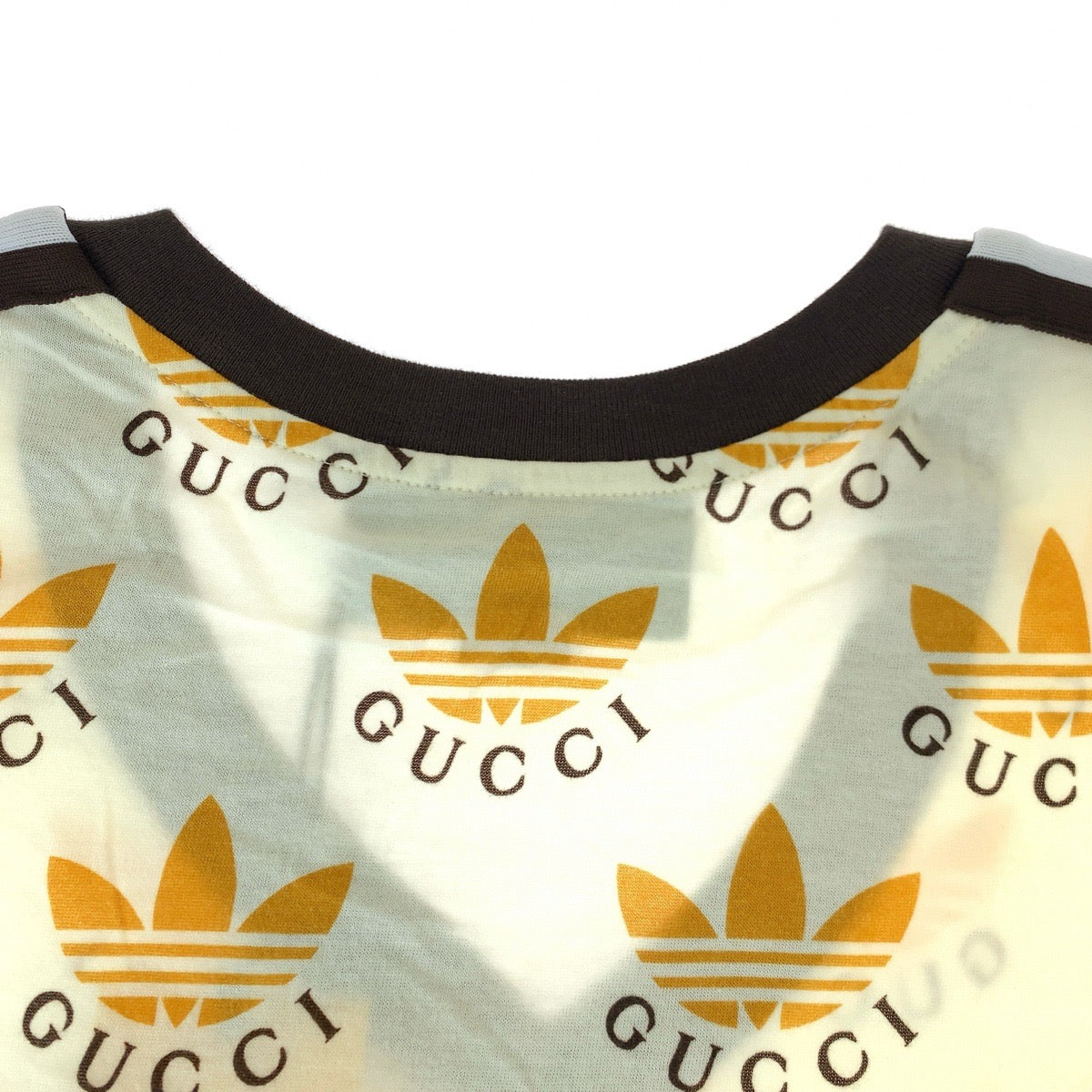 GUCCI Short sleeve T-shirt 693539 cotton Cream Orange Black Short-sleeved T-shirt, V-neck, short length adidasxGUCCI logo Women XS Used
