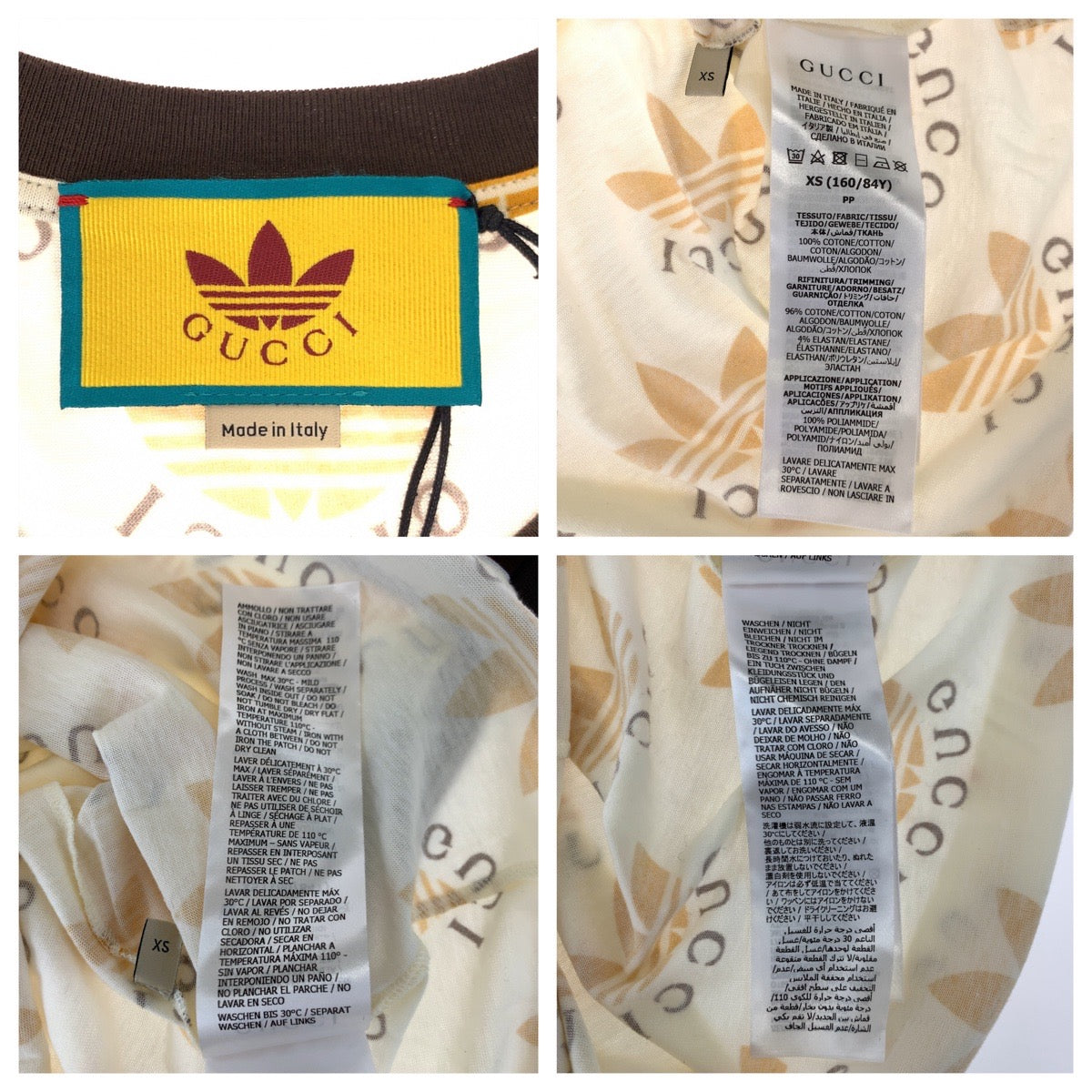 GUCCI Short sleeve T-shirt 693539 cotton Cream Orange Black Short-sleeved T-shirt, V-neck, short length adidasxGUCCI logo Women XS Used