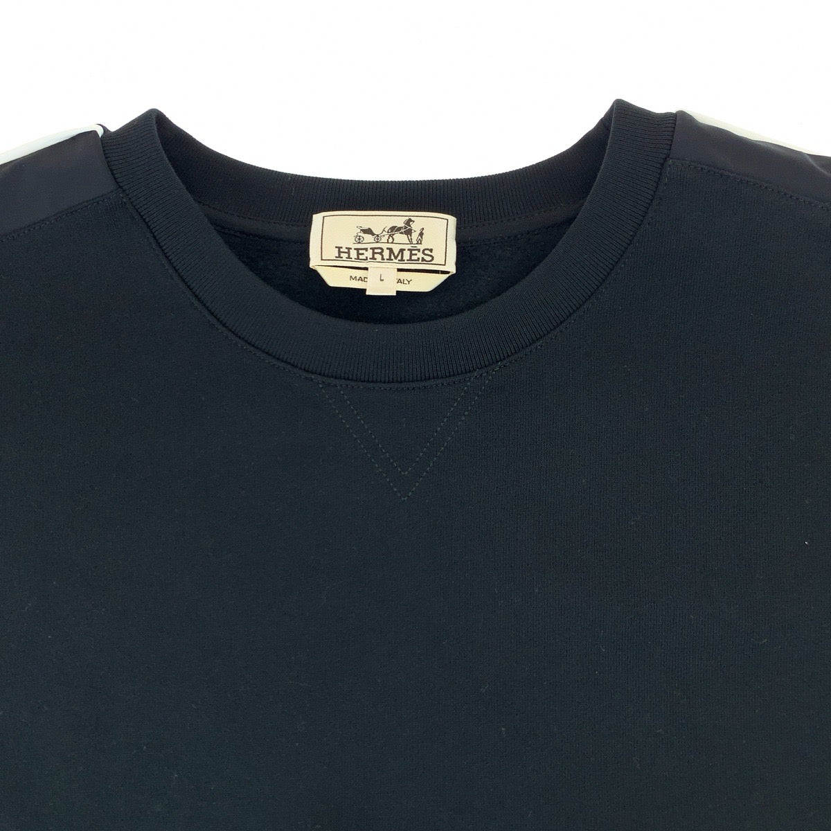 HERMES sweat H167515HA013XL cotton black black white white Sweatshirt, fleece lining 22AW RunH mens L Used