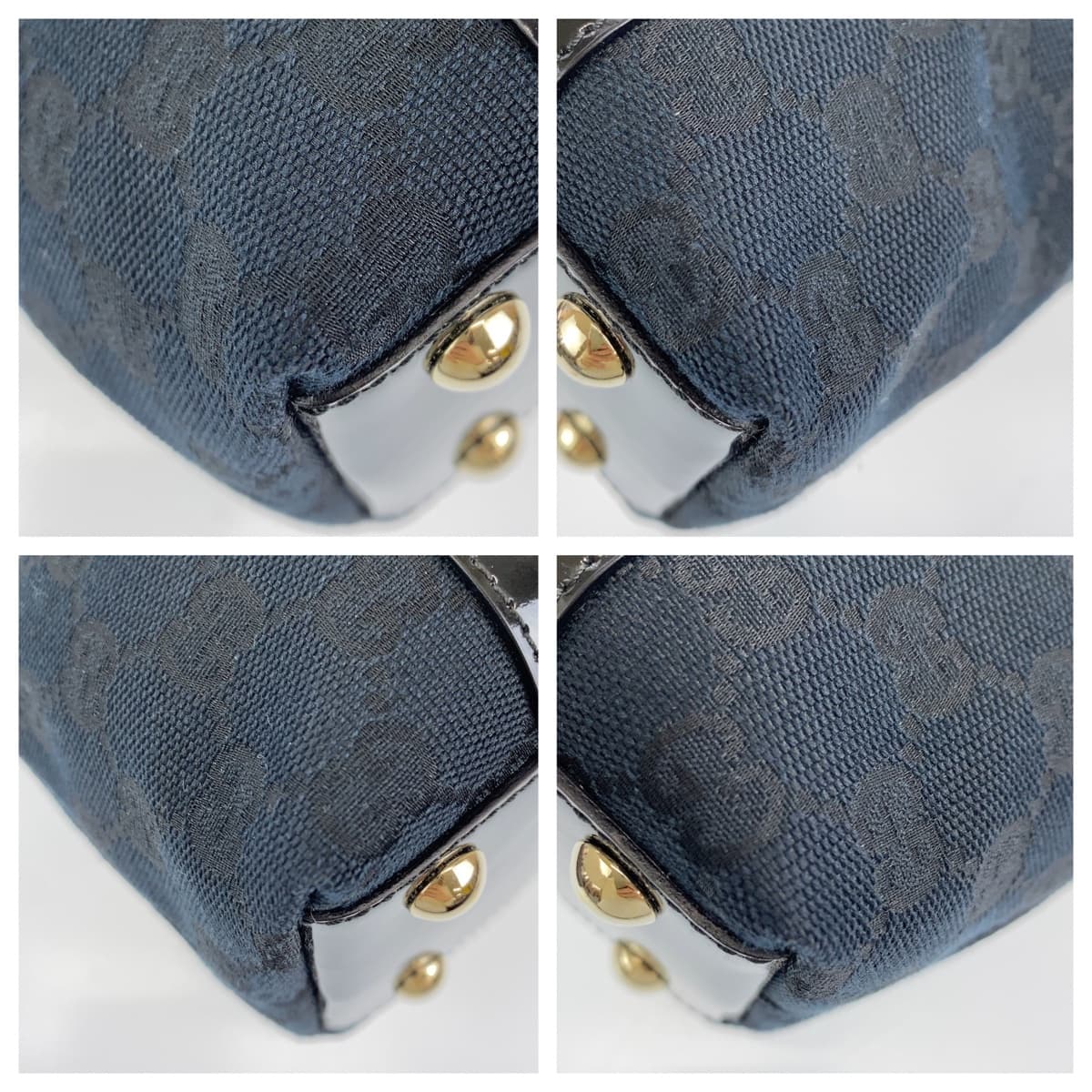 GUCCI Tote Bag 141471 GG canvas Black GoldMetal Tote Bag handbag Abbey Women Used