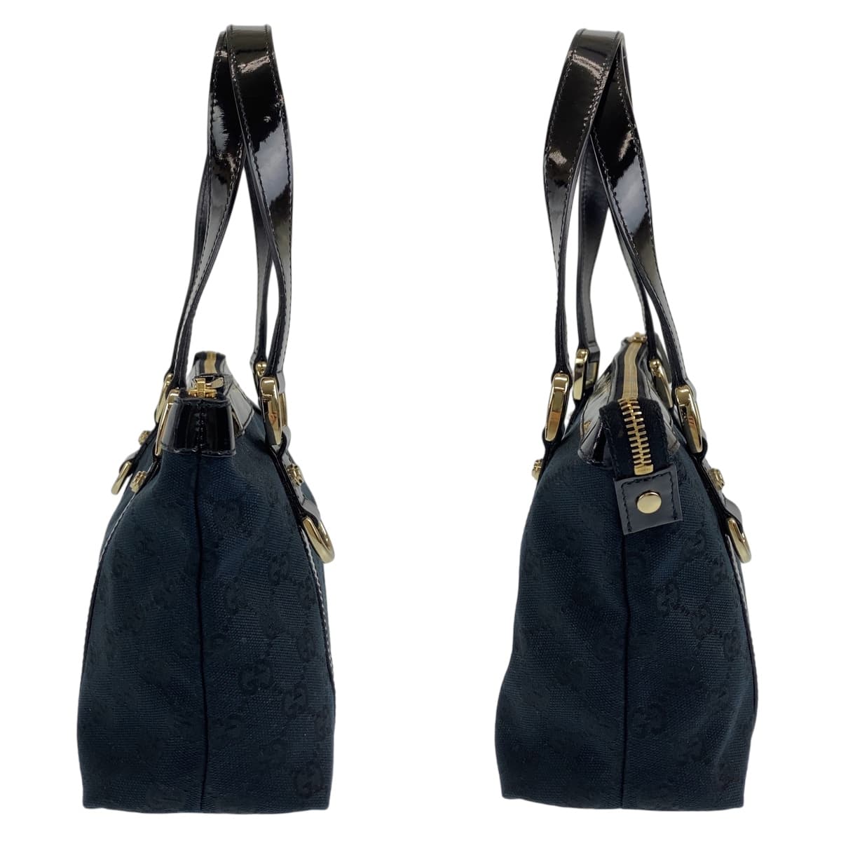 GUCCI Tote Bag 141471 GG canvas Black GoldMetal Tote Bag handbag Abbey Women Used