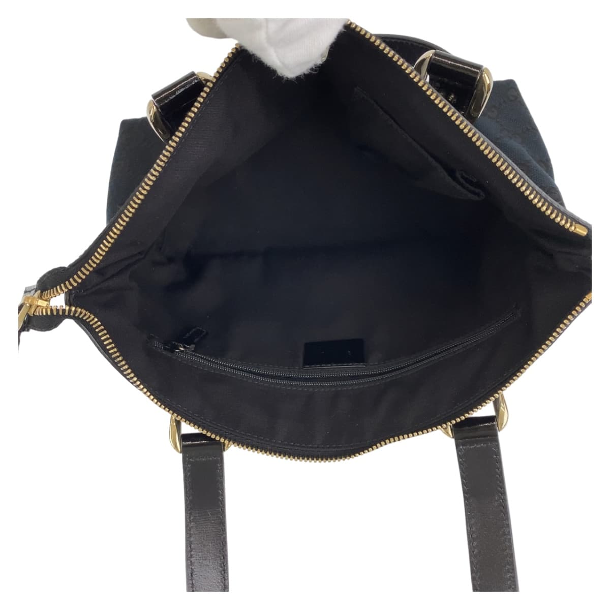 GUCCI Tote Bag 141471 GG canvas Black GoldMetal Tote Bag handbag Abbey Women Used
