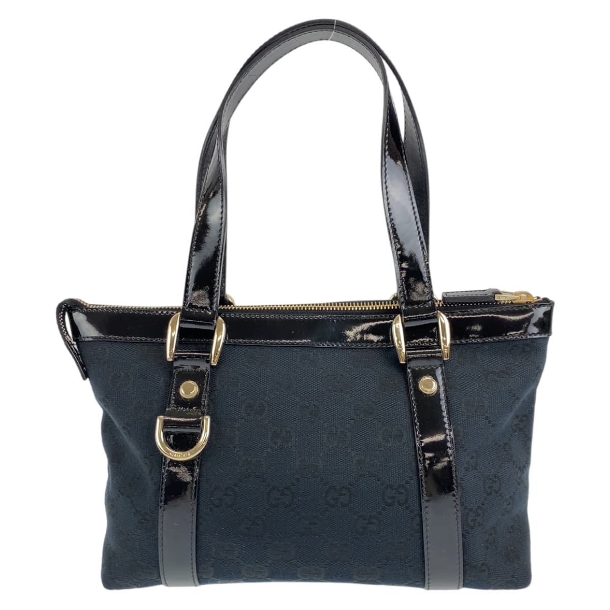 GUCCI Tote Bag 141471 GG canvas Black GoldMetal Tote Bag handbag Abbey Women Used