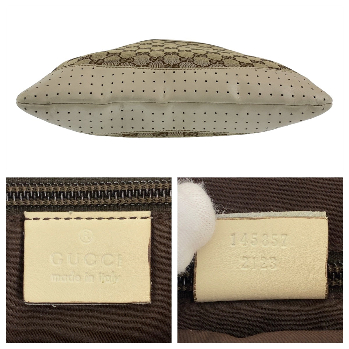 GUCCI Shoulder Bag 145857 GG canvas Beige SilverMetal Crossbody Shoulder Bag Messenger Bag GG pattern Women Used